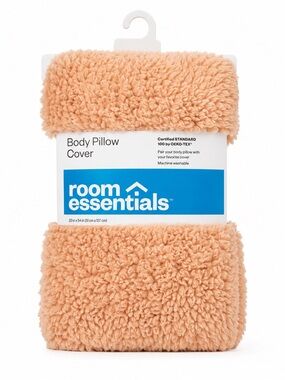 Room Essentials Peach Sherpa Body Pillow Cover - Soft Peach